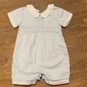 Kissy Kissy Light Blue Baby Romper with Peter Pan Collar
